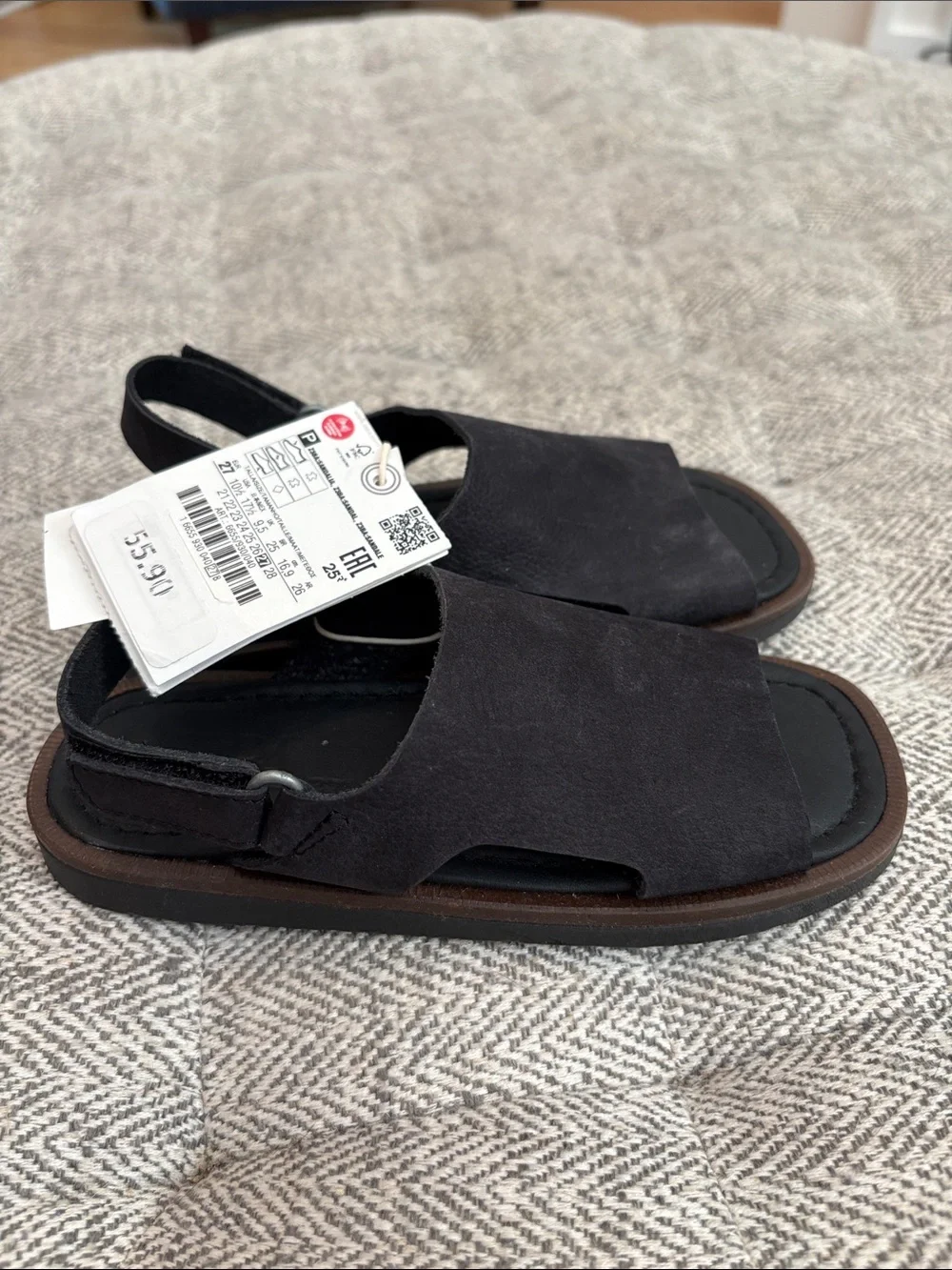 Zara black leather sandals size 10.5
